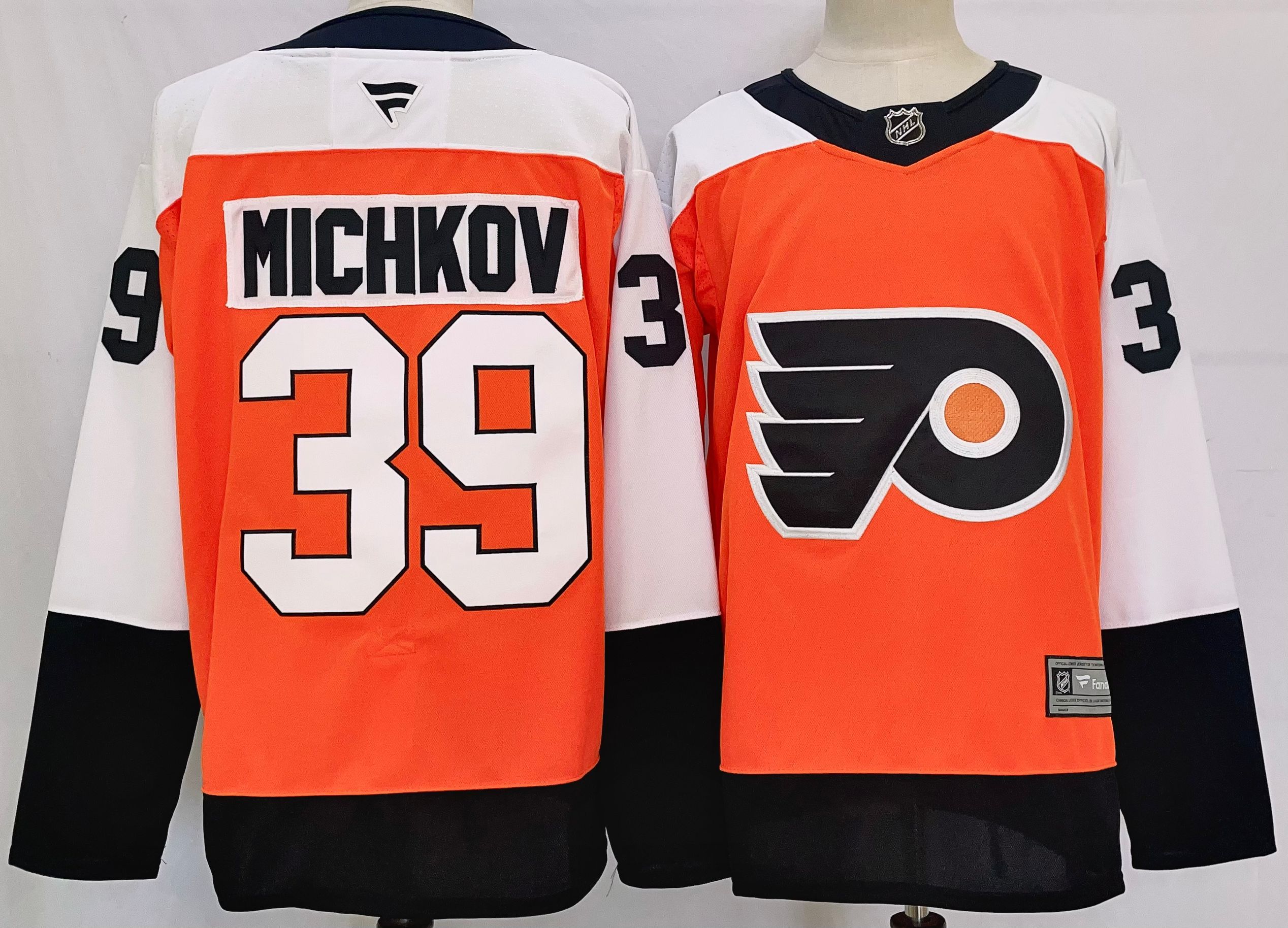 Men Philadelphia Flyers #39 Michkov Orange 2025 Home Premier Player NHL Jersey